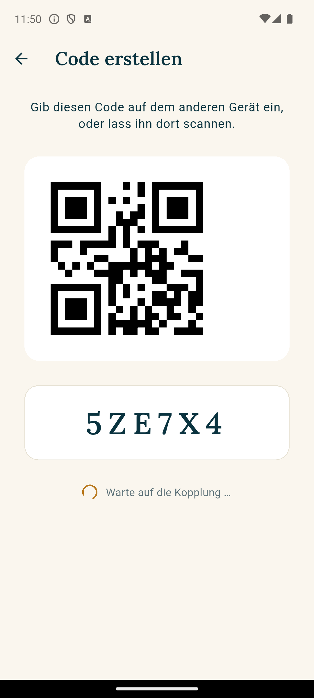QR-Code und Kopplungscode