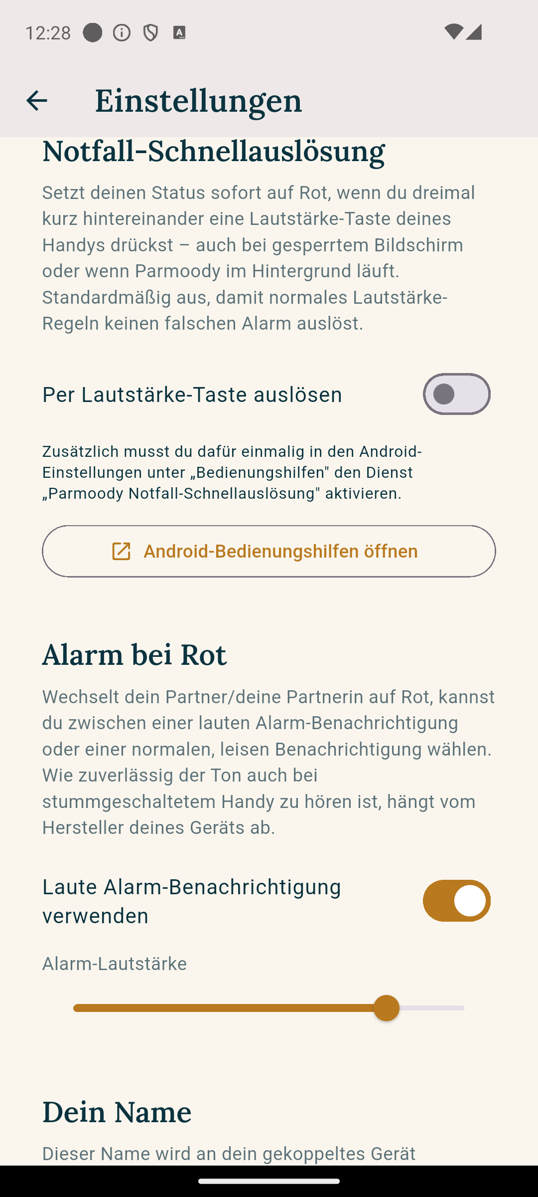 Einstellungen zur Notfall-Schnellauslösung